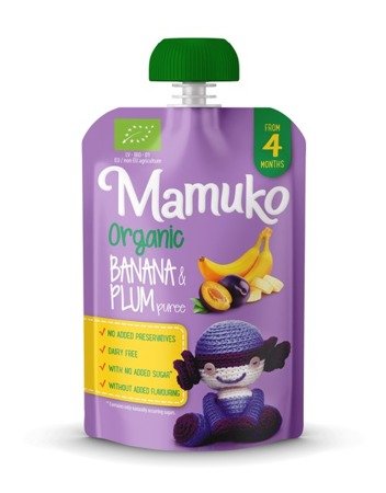 MAMUKO Puree owocowe BIO banan śliwka