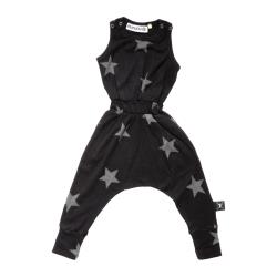 NUNUNU BABY Romper długie nogawki melanż w gwiazdki 6-12m