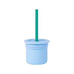 MinikOiOi silikonowy bidon i pojemnik na przekąski MINERAL BLUE/AQUA GREEN