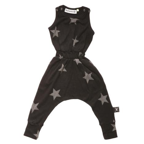 NUNUNU BABY Kombinezon czarny w gwiazdki 0-6m