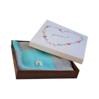 PEEKABOO & kidy.pl Kocyk szachownica szary melanż i laguna