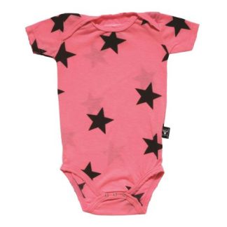 NUNUNU BABY Body neon różowy w gwiazdki